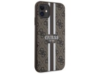 Capa rígida Guess GUHMN61P4RPSW para iPhone 11/Xr, marrom/marrom, com listras estampadas, compatível Capa rígida Guess GUHMN61P4RPSW para iPhone 11/Xr, marrom/marrom, com listras estampadas, compatível