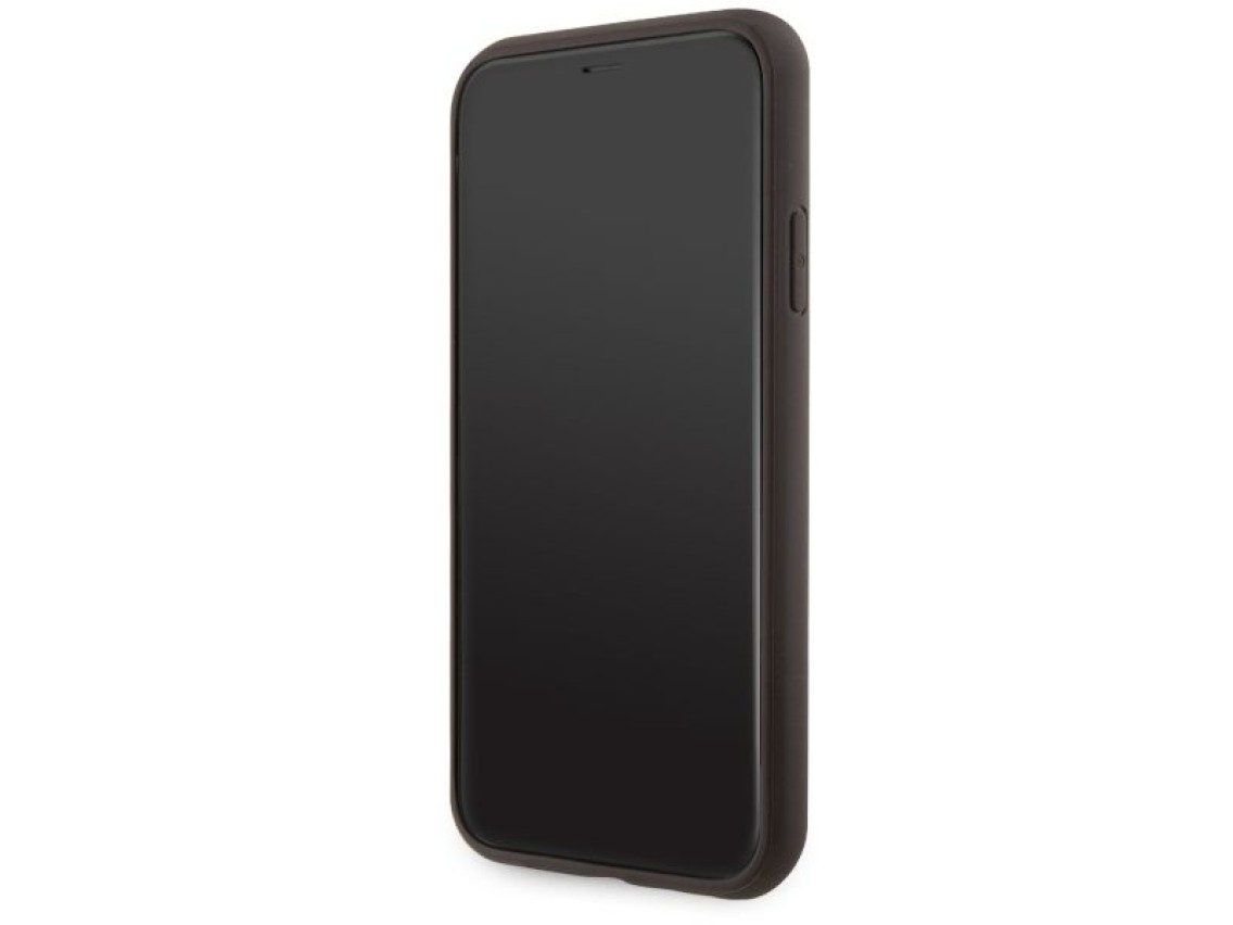 Capa rígida Guess GUHMN61P4RPSW para iPhone 11/Xr, marrom/marrom, com listras estampadas, compatível