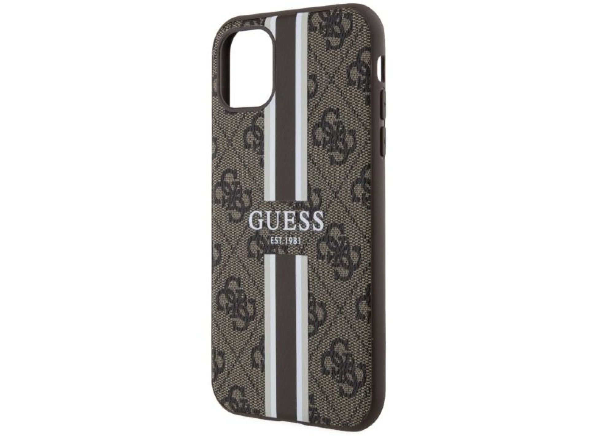 Capa rígida Guess GUHMN61P4RPSW para iPhone 11/Xr, marrom/marrom, com listras estampadas, compatível