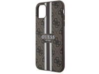 Capa rígida Guess GUHMN61P4RPSW para iPhone 11/Xr, marrom/marrom, com listras estampadas, compatível Capa rígida Guess GUHMN61P4RPSW para iPhone 11/Xr, marrom/marrom, com listras estampadas, compatível