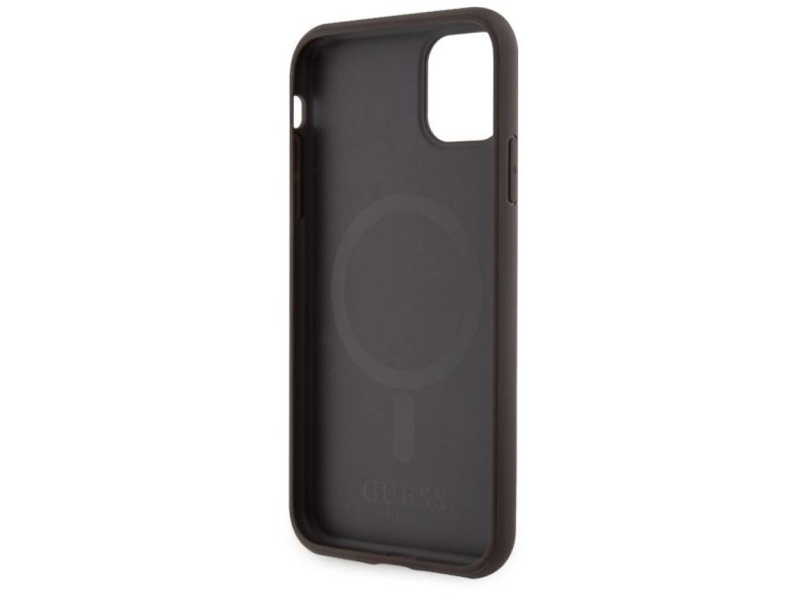 Capa rígida Guess GUHMN61P4RPSW para iPhone 11/Xr, marrom/marrom, com listras estampadas, compatível