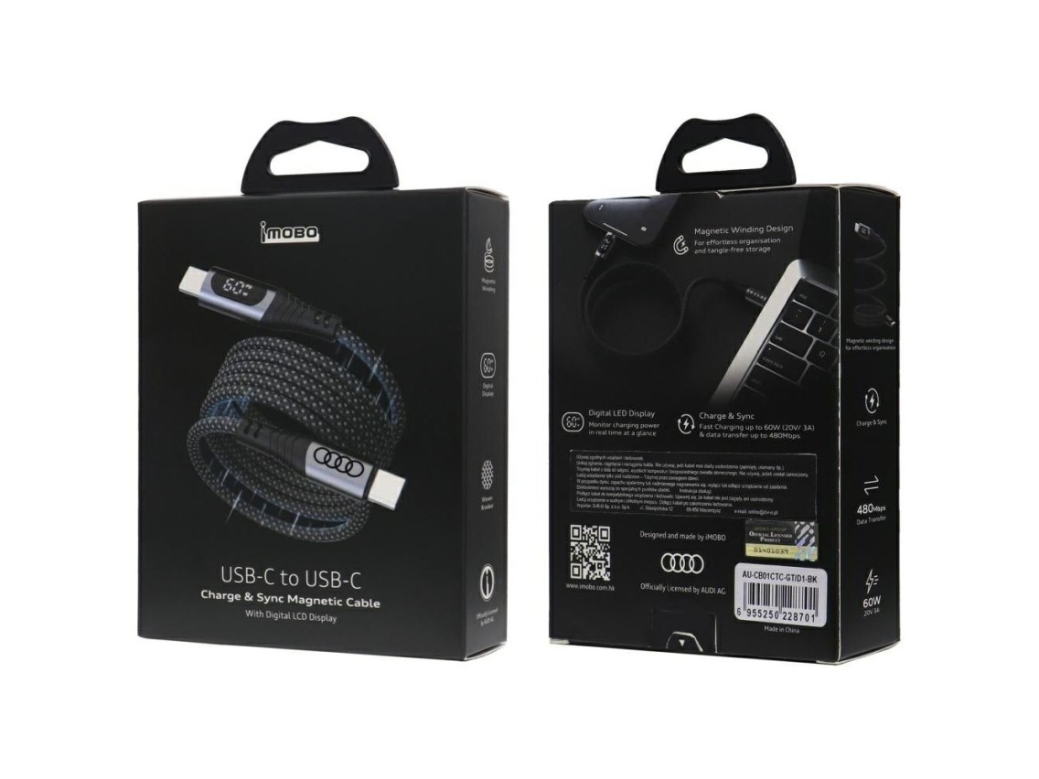 USB-C / USB-C Audi 2.0 Cable 20V 3A 60W - Black
