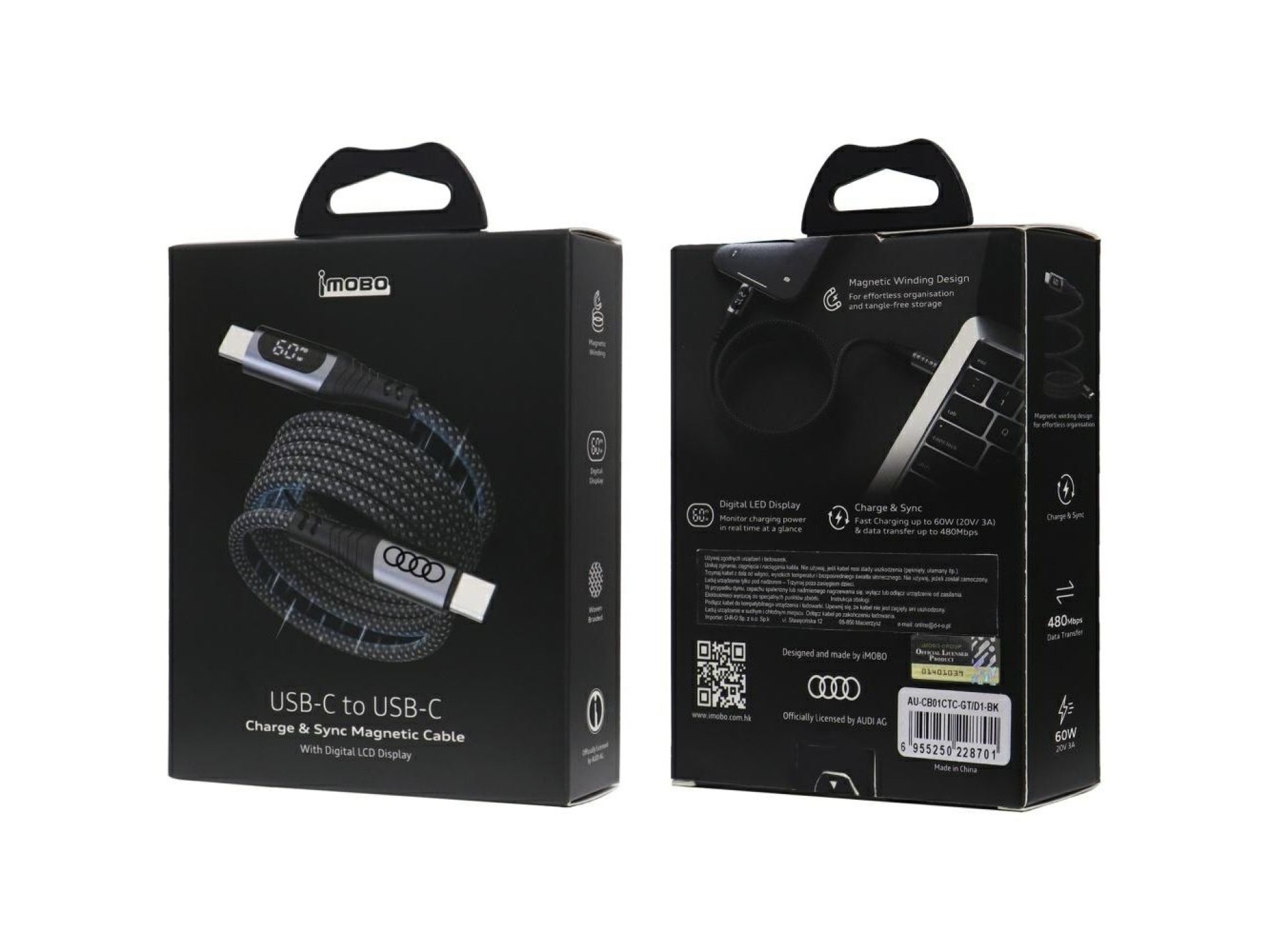 USB-C / USB-C Audi 2.0 Cable 20V 3A 60W - Black