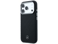 Capa Mercedes em couro com efeito madeira e MagSafe para iPhone 17 Pro Max - Preta