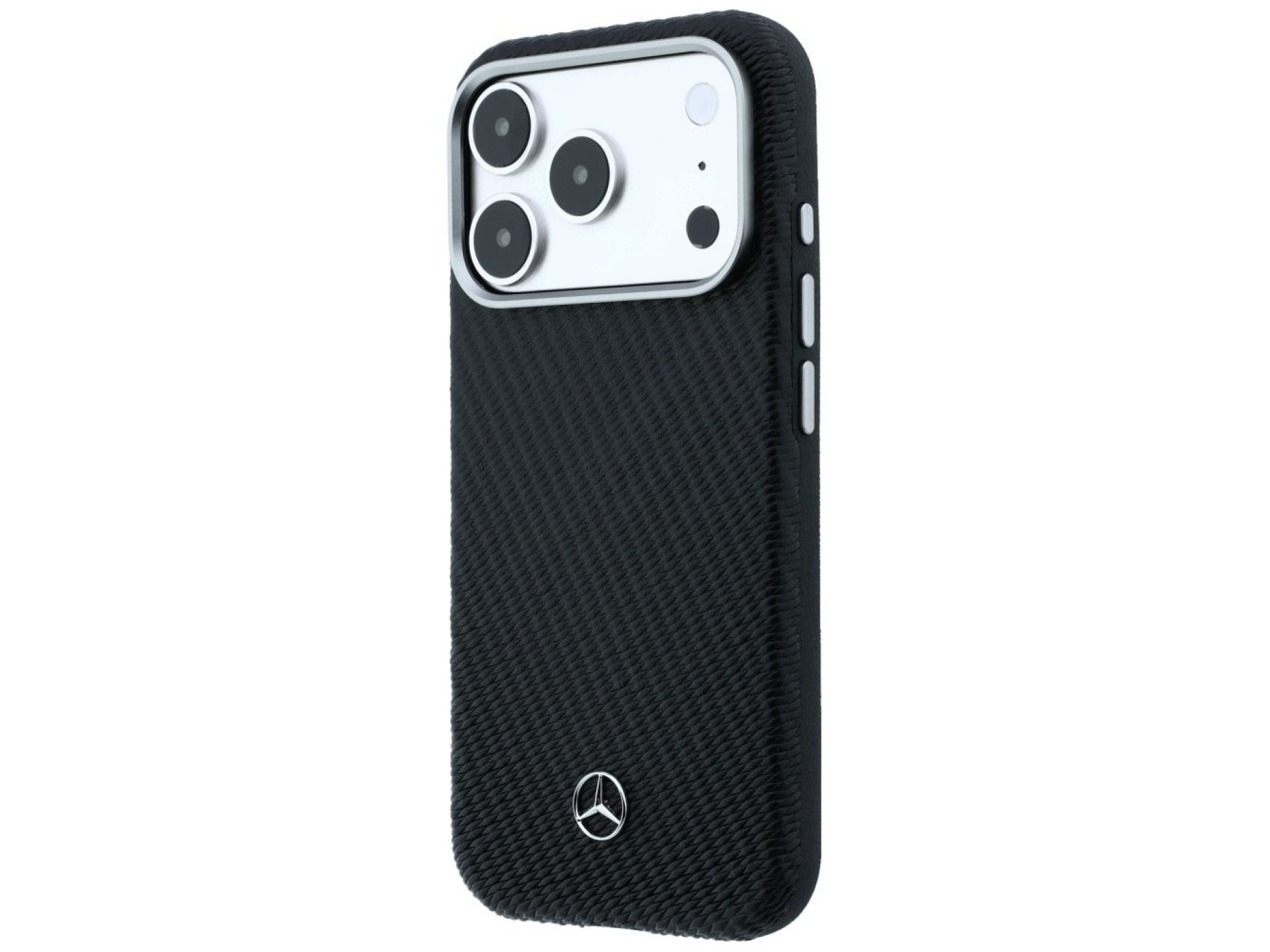 Capa Mercedes em couro com efeito madeira e MagSafe para iPhone 17 Pro Max - Preta