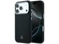 Capa Mercedes em couro com efeito madeira e MagSafe para iPhone 17 Pro Max - Preta Capa Mercedes em couro com efeito madeira e MagSafe para iPhone 17 Pro Max - Preta