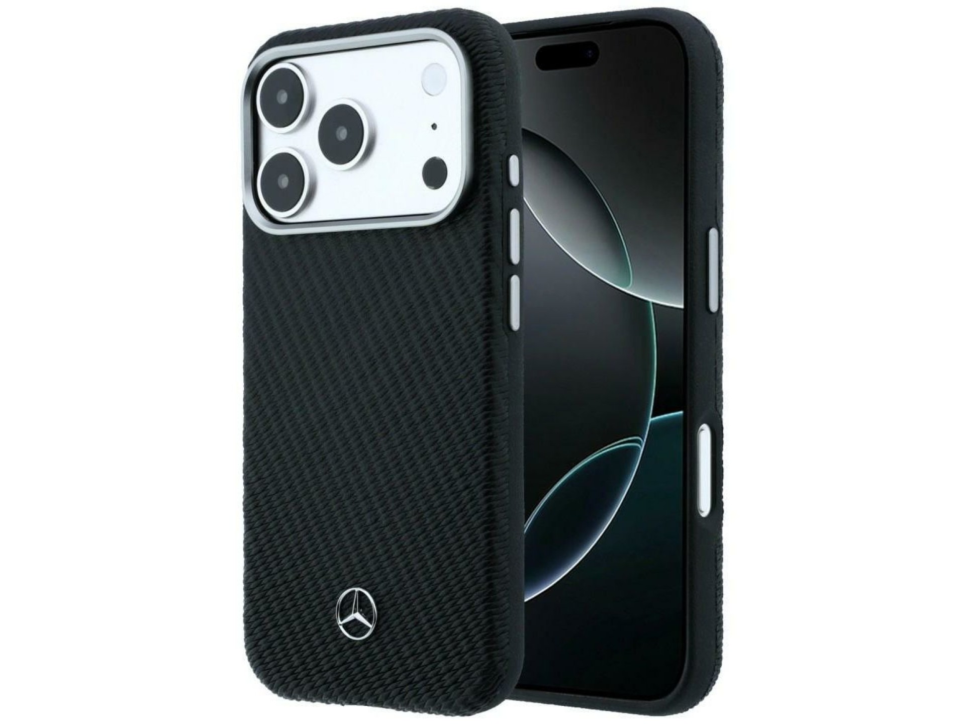 Capa Mercedes em couro com efeito madeira e MagSafe para iPhone 17 Pro Max - Preta