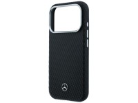 Capa Mercedes em couro com efeito madeira e MagSafe para iPhone 17 Pro Max - Preta