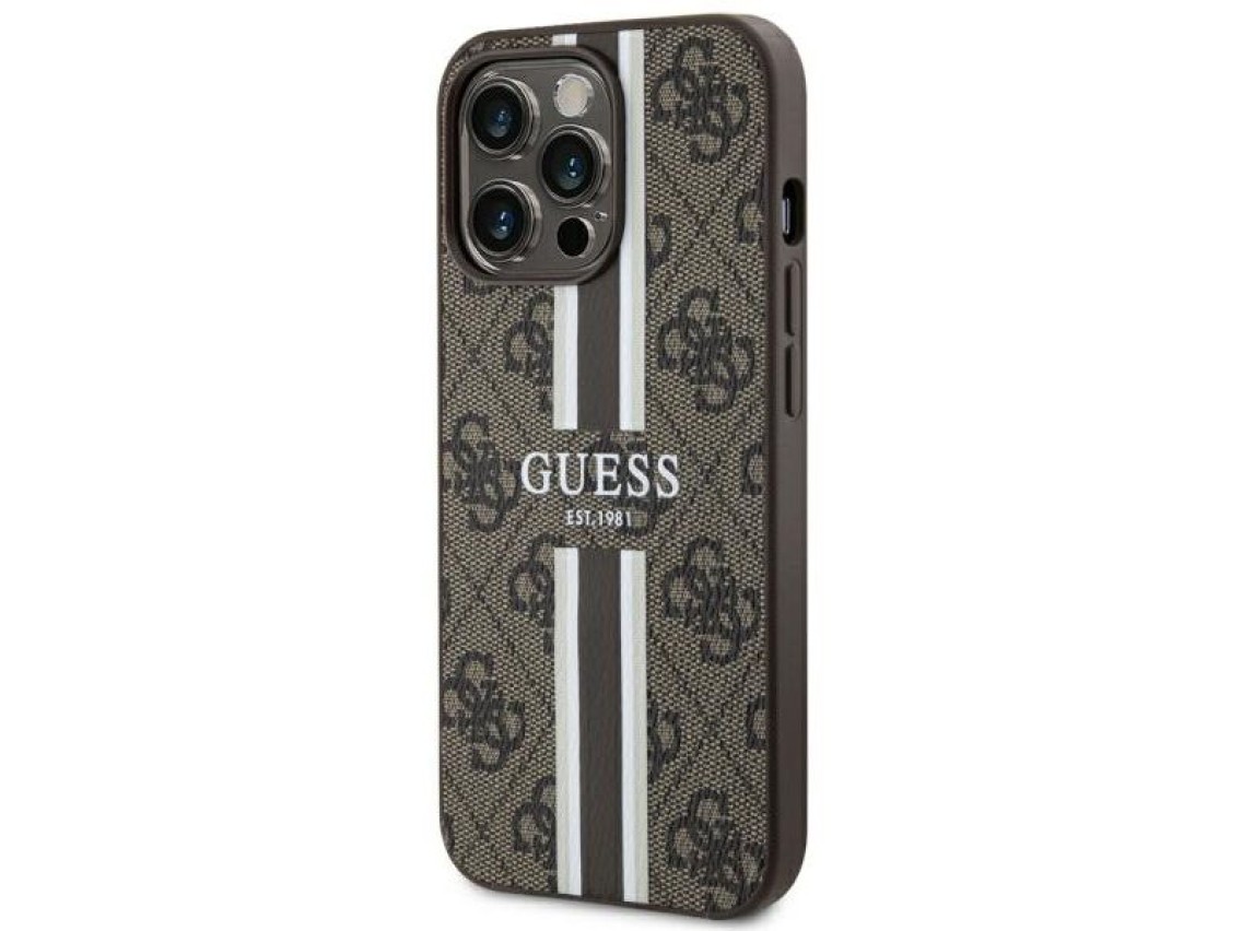 Capa rígida Guess GUHMP13LP4RPSW para iPhone 13 Pro / 13 de 6,1" marrom/marrom com listras estampada