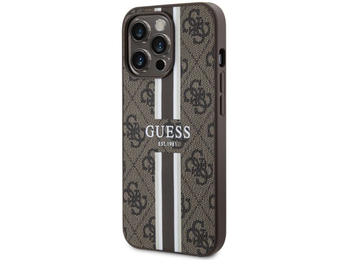 Capa rígida Guess GUHMP13XP4RPSW para iPhone 13 Pro Max 6.7" marrom/marrom com listras impressas, co