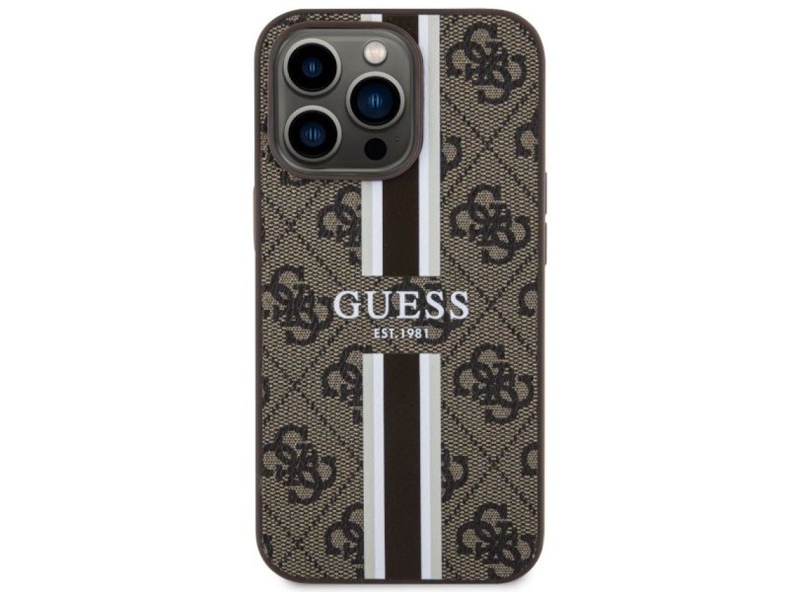 Capa rígida Guess GUHMP13XP4RPSW para iPhone 13 Pro Max 6.7" marrom/marrom com listras impressas, co