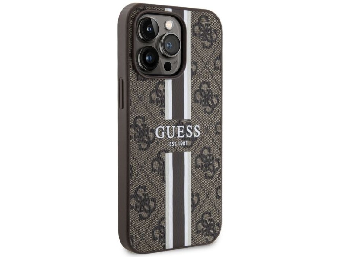 Capa rígida Guess GUHMP13XP4RPSW para iPhone 13 Pro Max 6.7" marrom/marrom com listras impressas, co
