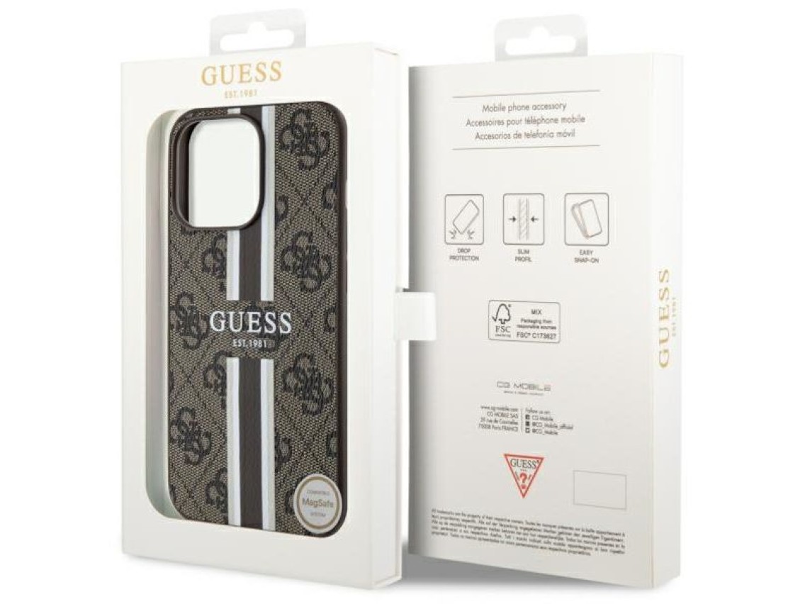 Capa rígida Guess GUHMP13XP4RPSW para iPhone 13 Pro Max 6.7" marrom/marrom com listras impressas, co