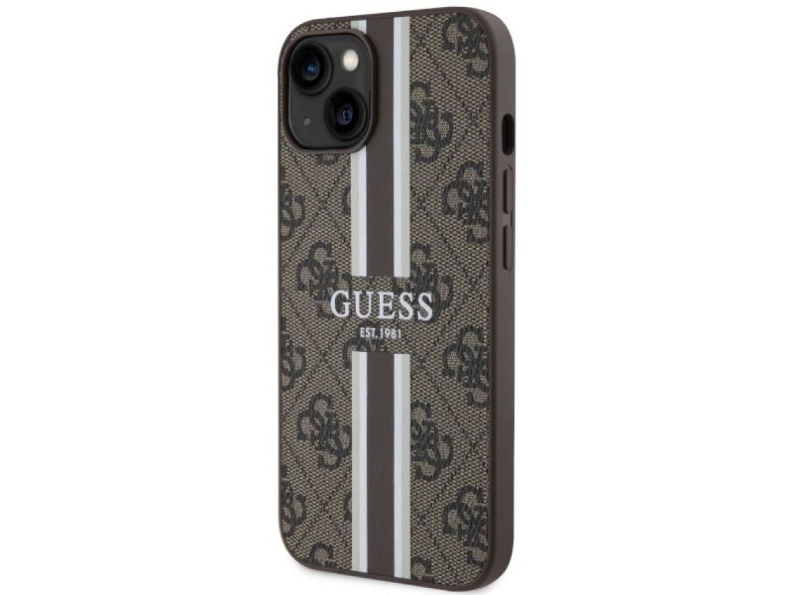 Guess GUHMP14SP4RPSW iPhone 14 6.1" brown/brown hardcase 4G Printed Stripes MagSafe