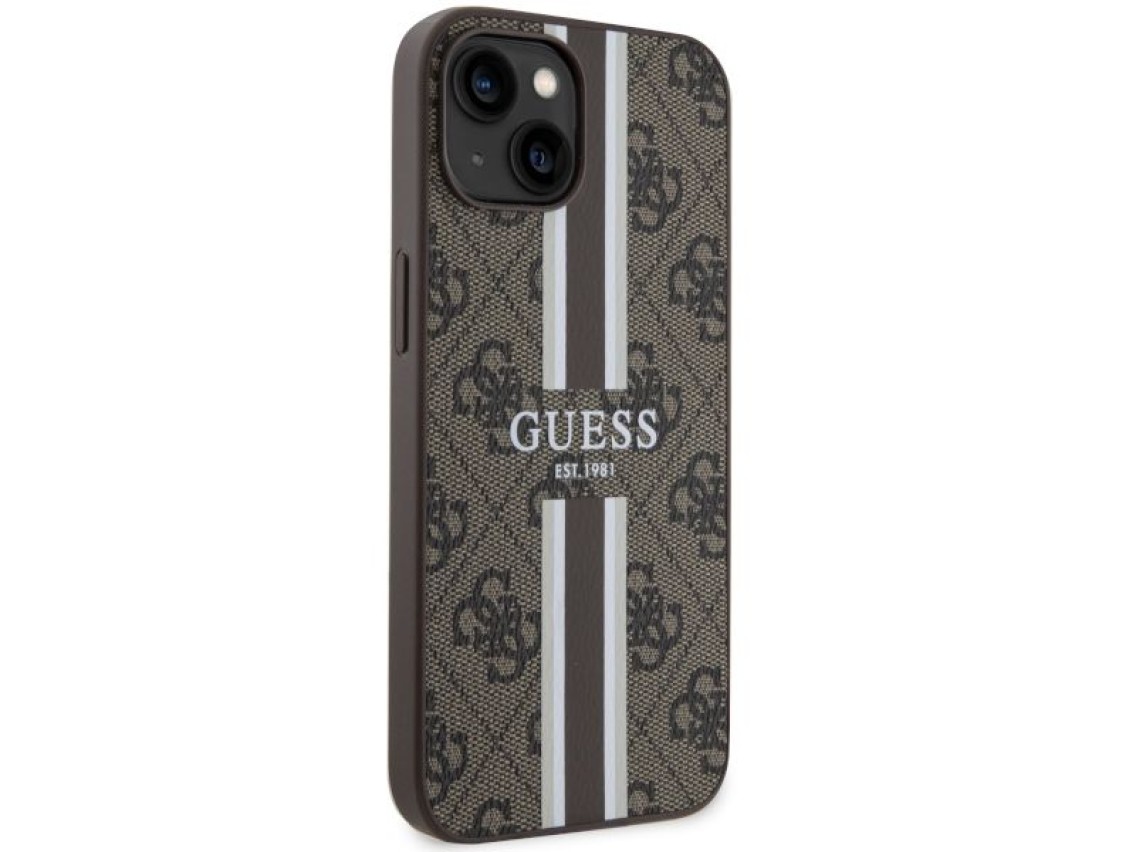 Guess GUHMP14SP4RPSW iPhone 14 6.1" brown/brown hardcase 4G Printed Stripes MagSafe