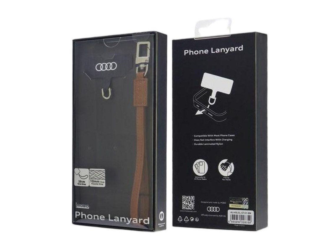 Cordão universal de couro para bolsa transversal Audi, 28 cm x 10 mm - Marrom