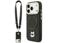 Karl Lagerfeld Big Strap Choupette Metal Logo MagSafe Case for iPhone 17 Pro Max - Black