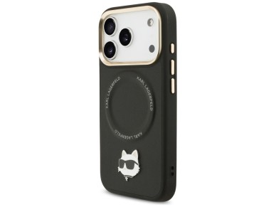 Karl Lagerfeld Big Strap Choupette Metal Logo MagSafe Case for iPhone 17 Pro Max - Black