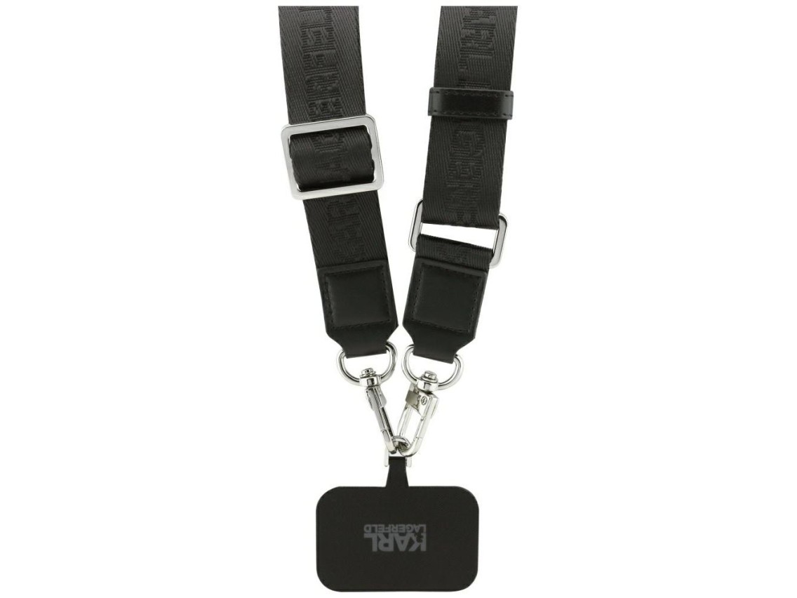 Funda Karl Lagerfeld Big Strap Choupette con logo metálico y MagSafe para iPhone 17 Pro Max - Negra