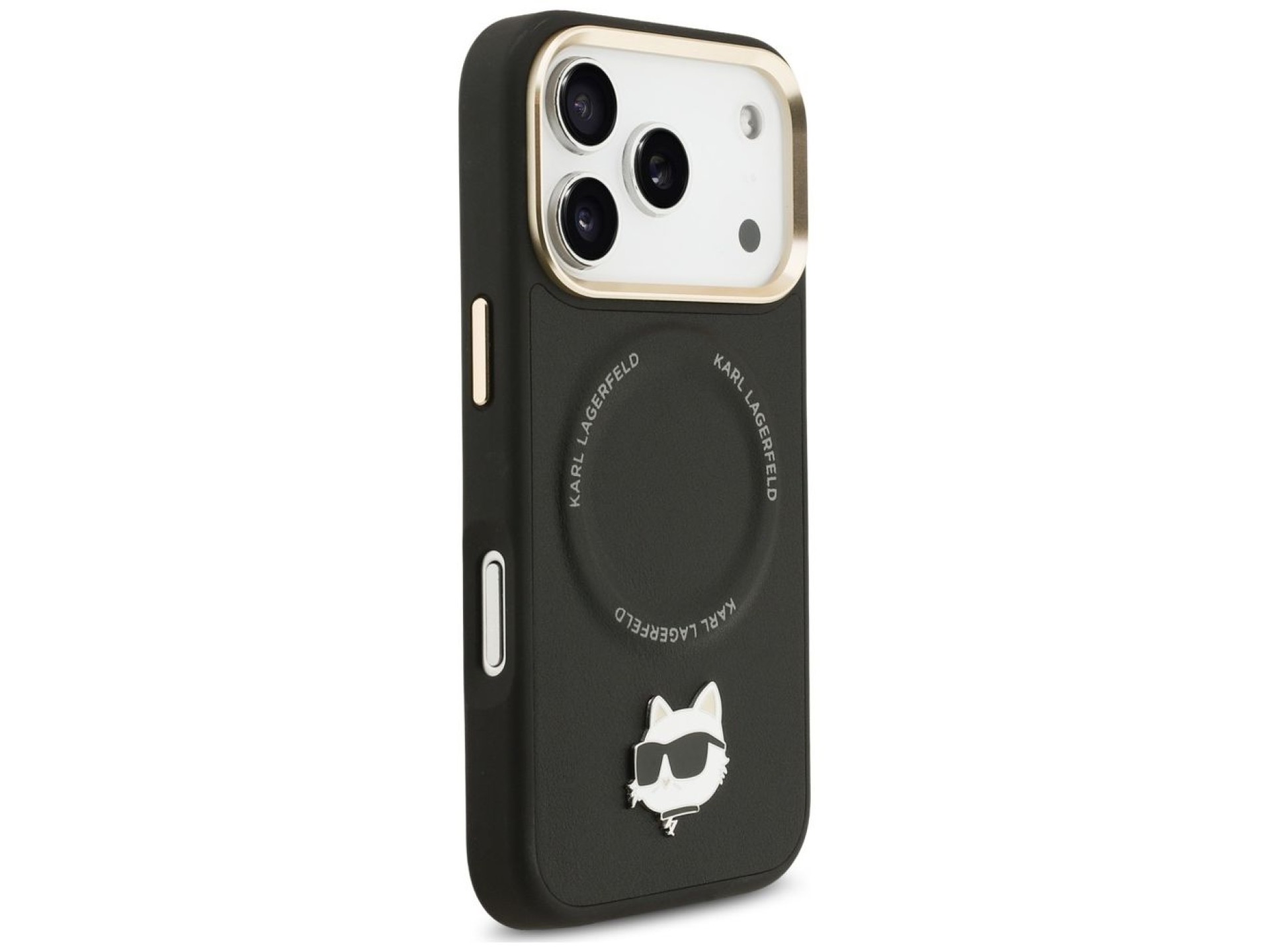 Karl Lagerfeld Big Strap Choupette Metal Logo MagSafe Case for iPhone 17 Pro Max - Black