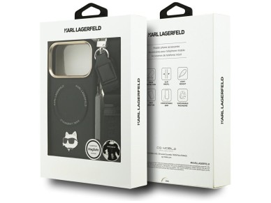 Karl Lagerfeld Big Strap Choupette Metal Logo MagSafe Case for iPhone 17 Pro Max - Black Karl Lagerfeld Big Strap Choupette Metal Logo MagSafe Case for iPhone 17 Pro Max - Black
