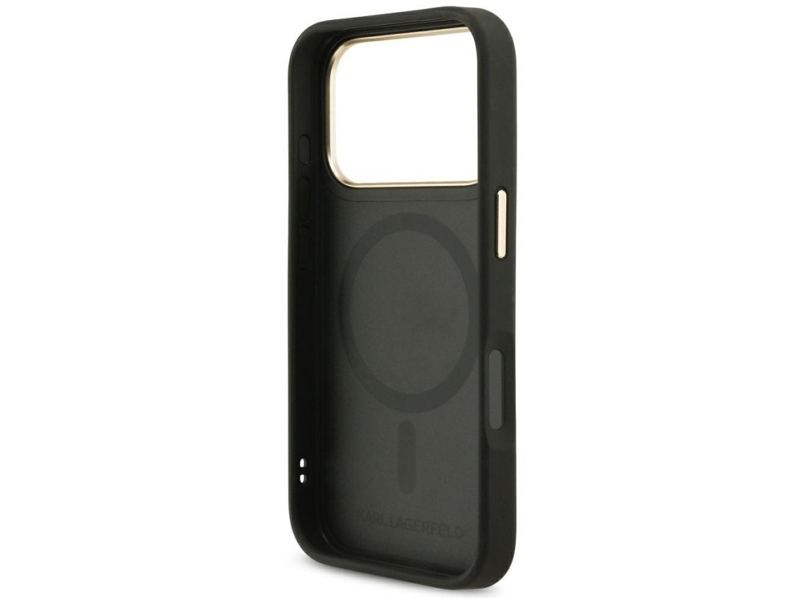 Karl Lagerfeld Big Strap Choupette Metal Logo MagSafe Case for iPhone 17 Pro Max - Black