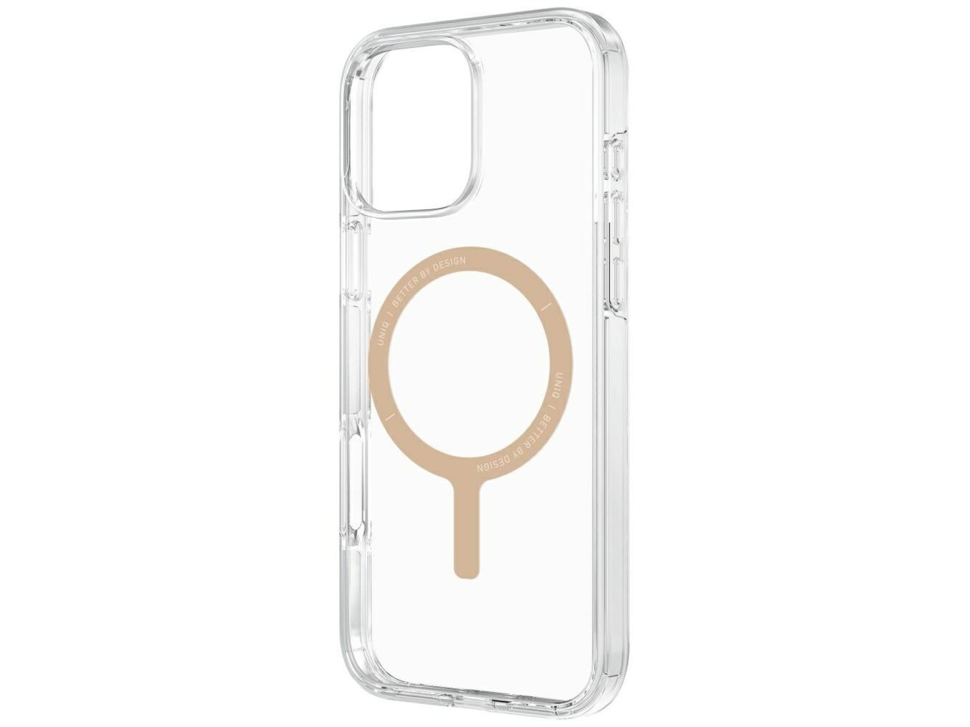 Funda de carga Uniq Clario Magclick para iPhone 16 Pro - Oro transparente