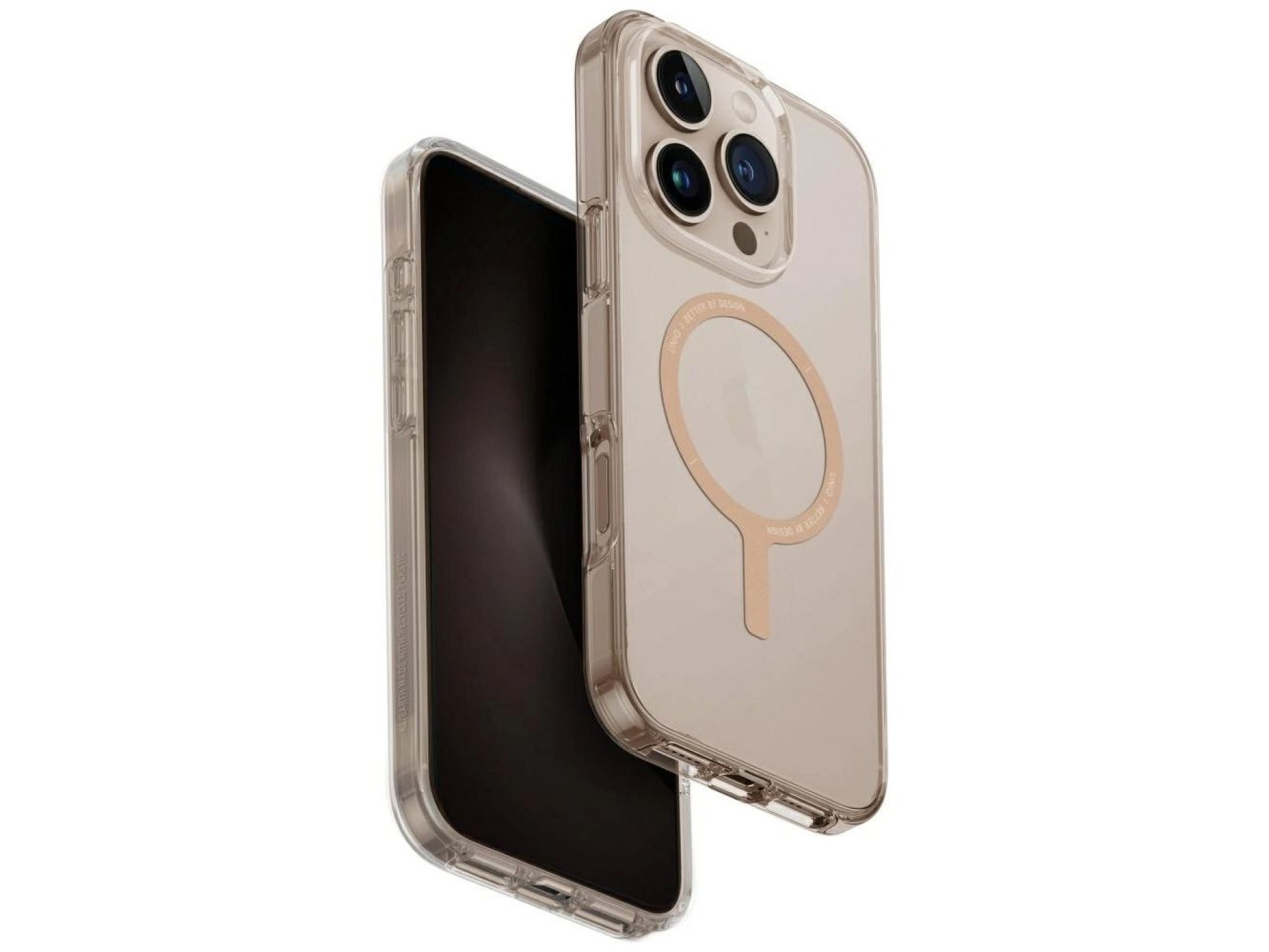 Funda de carga Uniq Clario Magclick para iPhone 16 Pro - Oro transparente