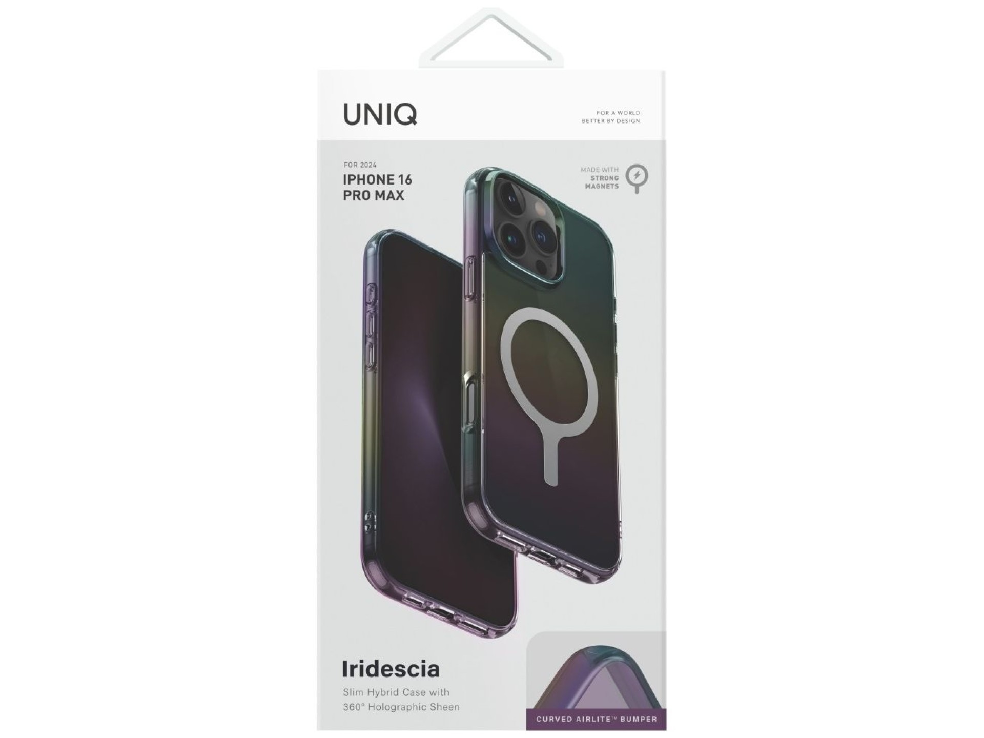 Capa de carregamento Uniq Iridescia Magclick para iPhone 16 Pro Max - Preta