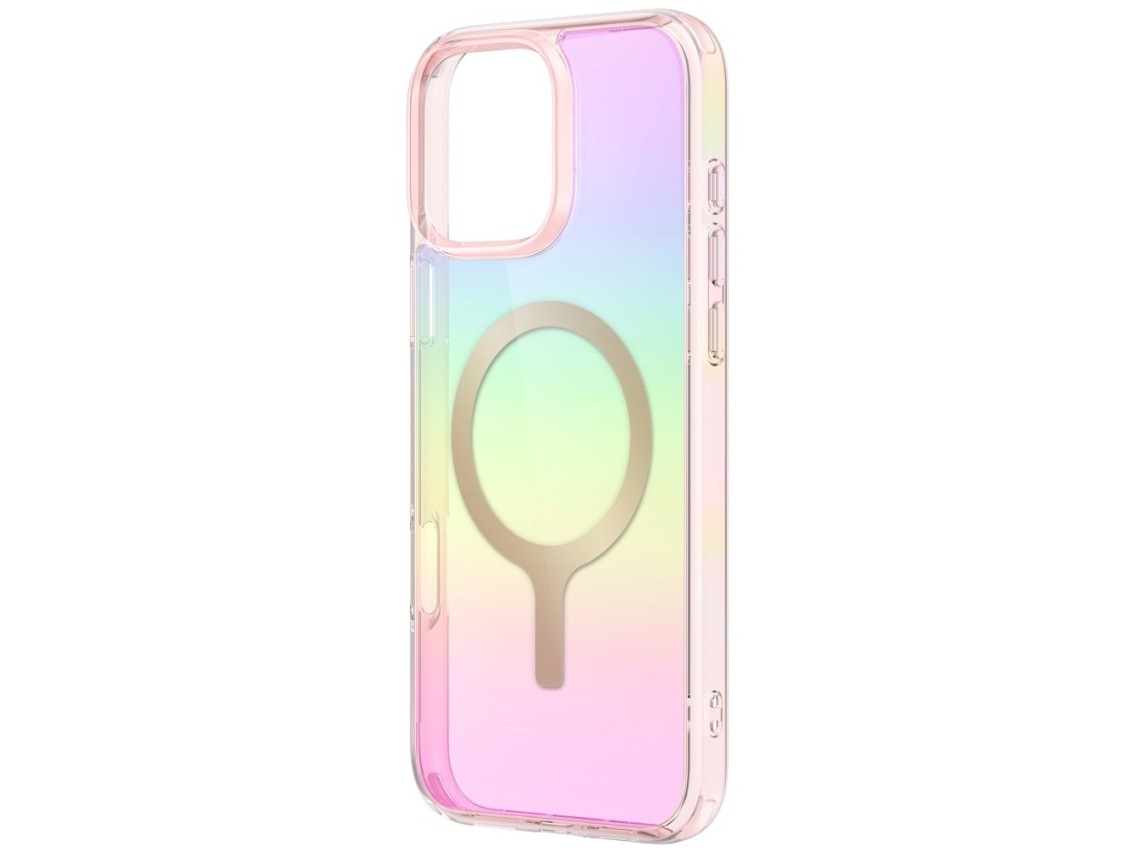 Funda de carga Uniq Iridescia Magclick para iPhone 16 Pro Max - Rosa