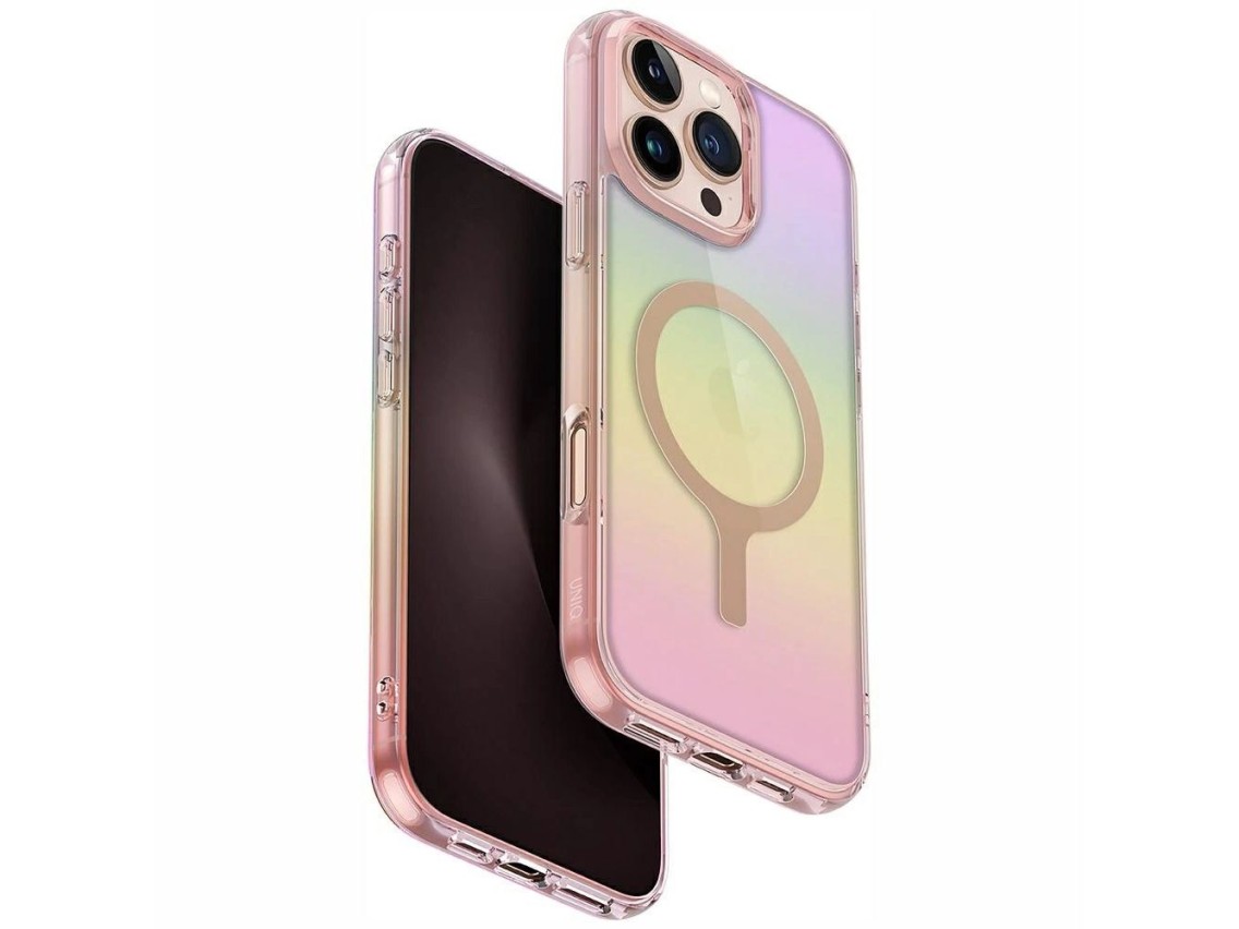 Funda de carga Uniq Iridescia Magclick para iPhone 16 Pro Max - Rosa