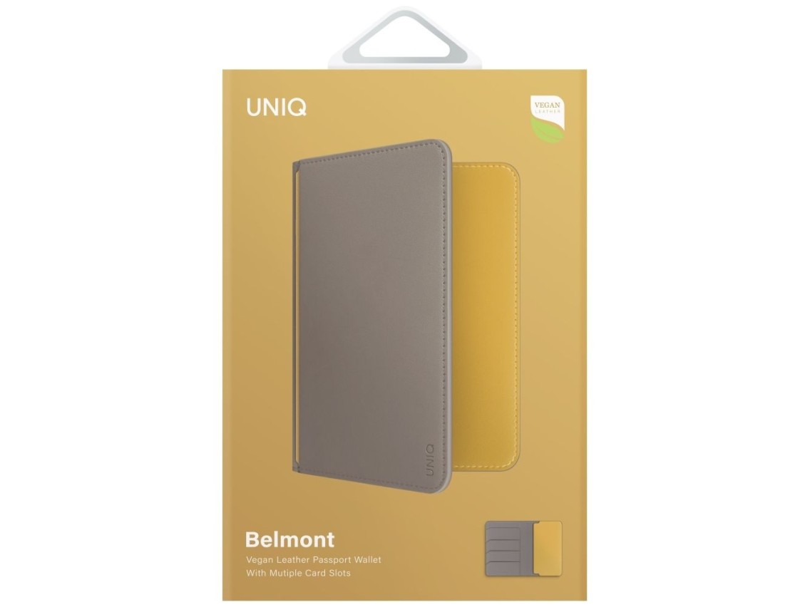 Capa para passaporte Uniq Belmont com bloqueio RFID - Cinza/Amarelo