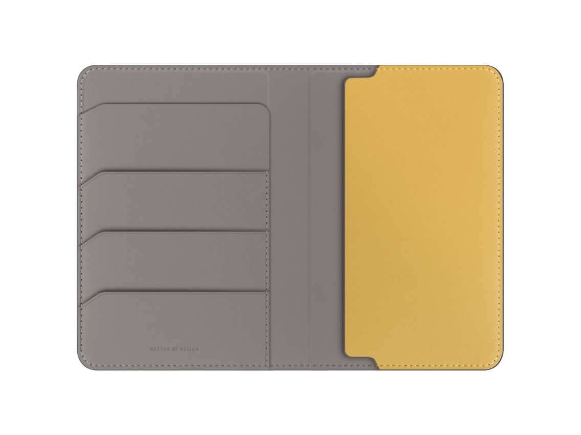 Capa para passaporte Uniq Belmont com bloqueio RFID - Cinza/Amarelo