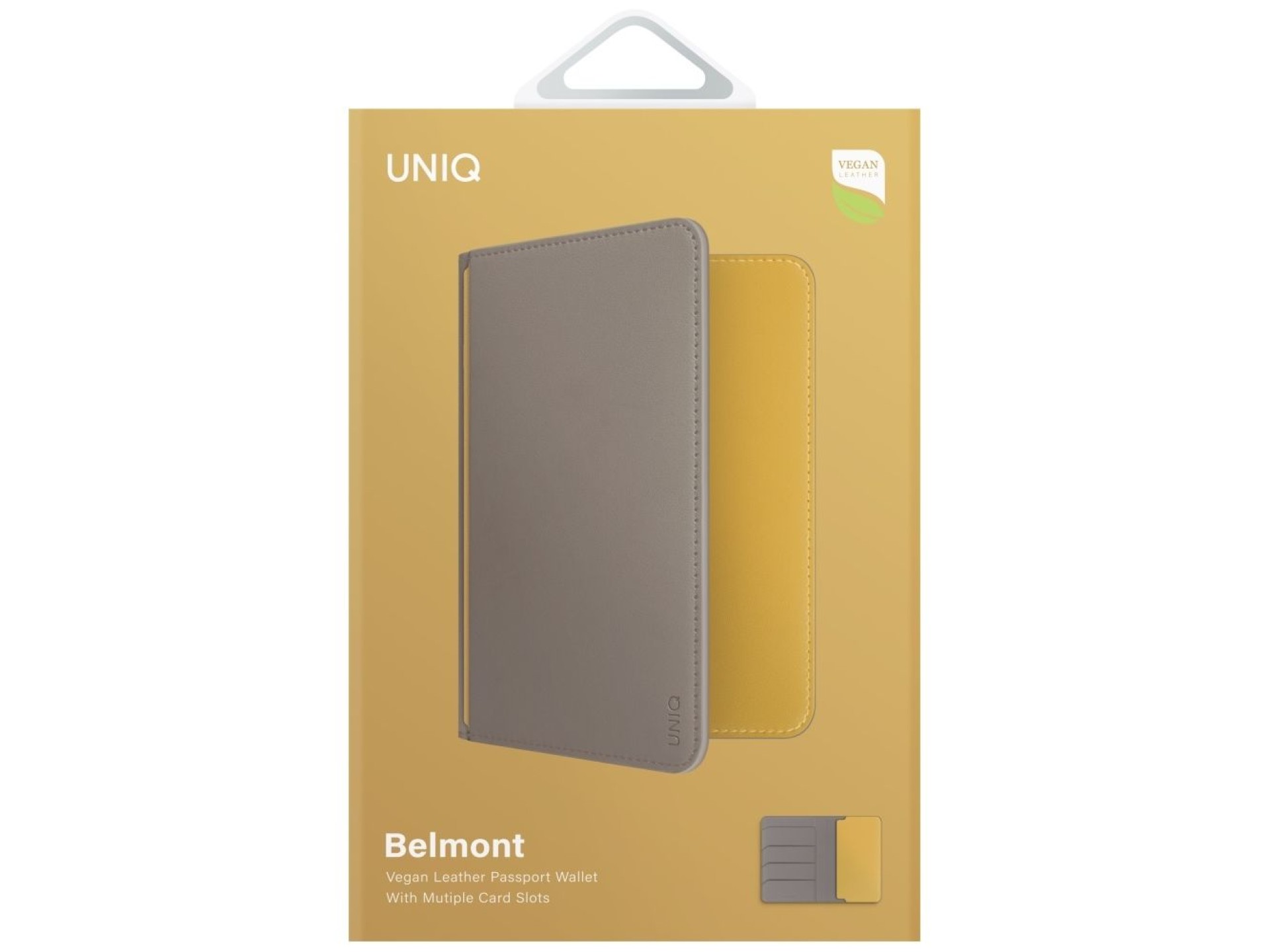 Capa para passaporte Uniq Belmont com bloqueio RFID - Cinza/Amarelo