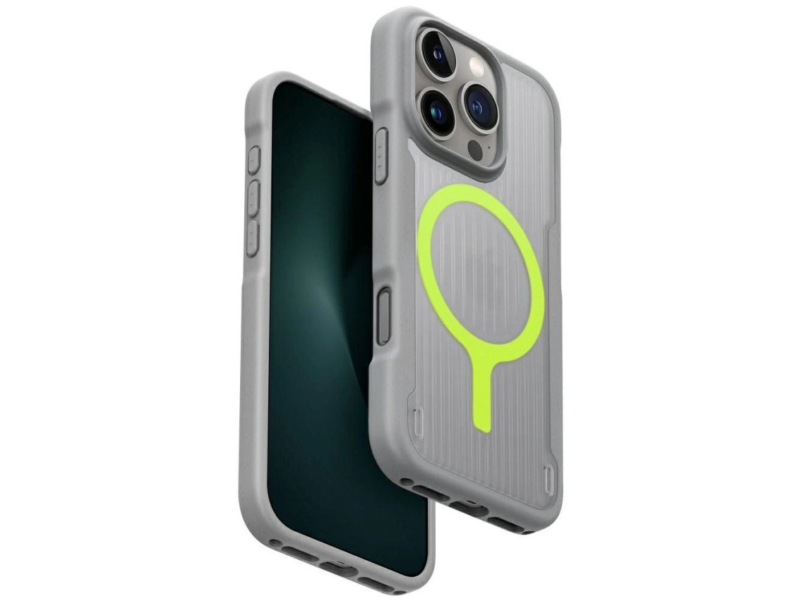 Capa de carregamento Uniq Combat Active Magclick para iPhone 16 Pro - Cinza
