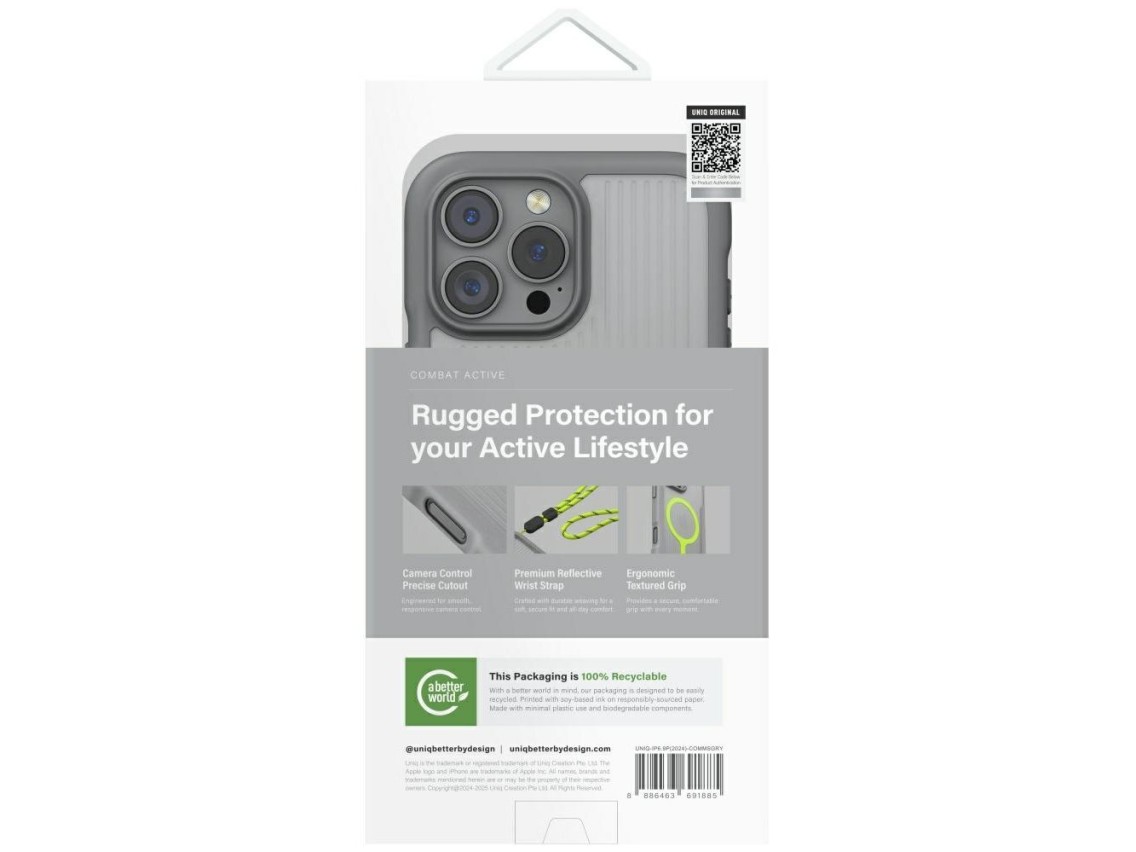 Capa de carregamento Uniq Combat Active Magclick para iPhone 16 Pro Max - Cinza