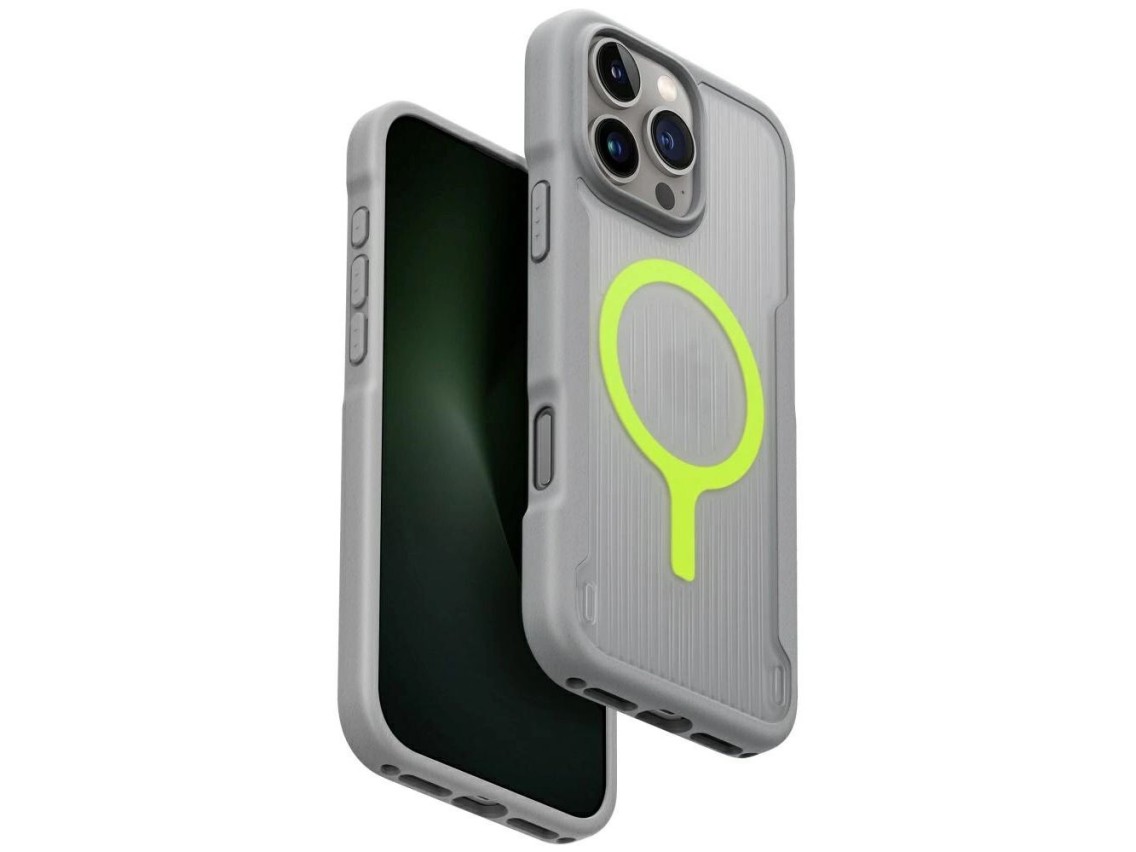 Capa de carregamento Uniq Combat Active Magclick para iPhone 16 Pro Max - Cinza