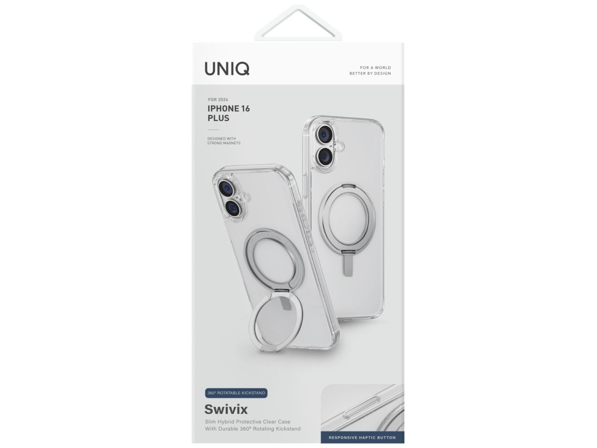 Uniq Swivix 360 Rotating Kickstand Case for iPhone 16 Plus - Transparent