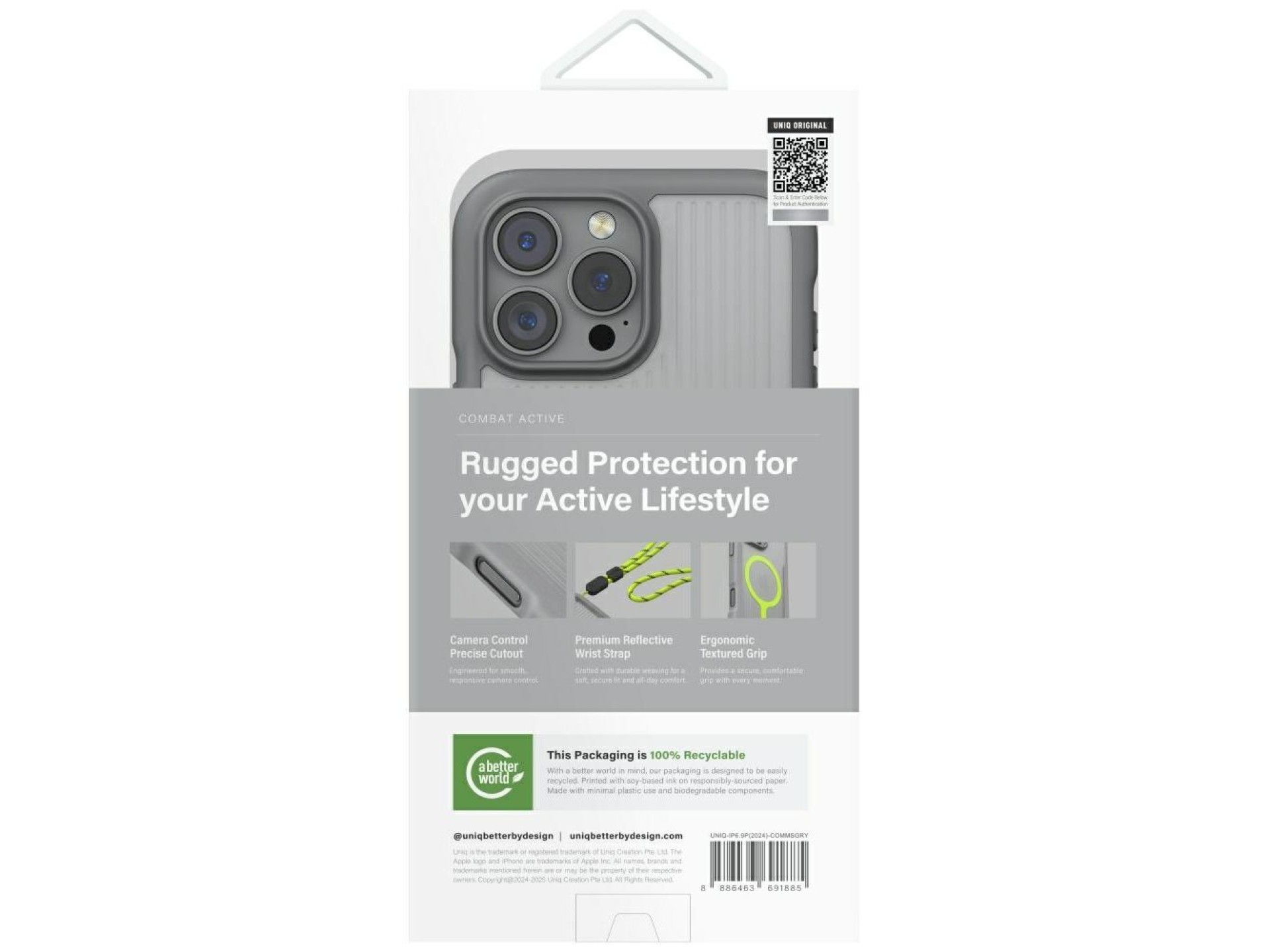 Capa de carregamento Uniq Combat Active Magclick para iPhone 16 Pro Max - Cinza