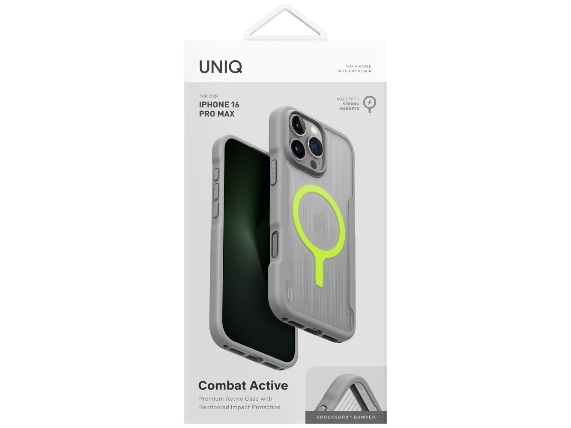Capa de carregamento Uniq Combat Active Magclick para iPhone 16 Pro Max - Cinza