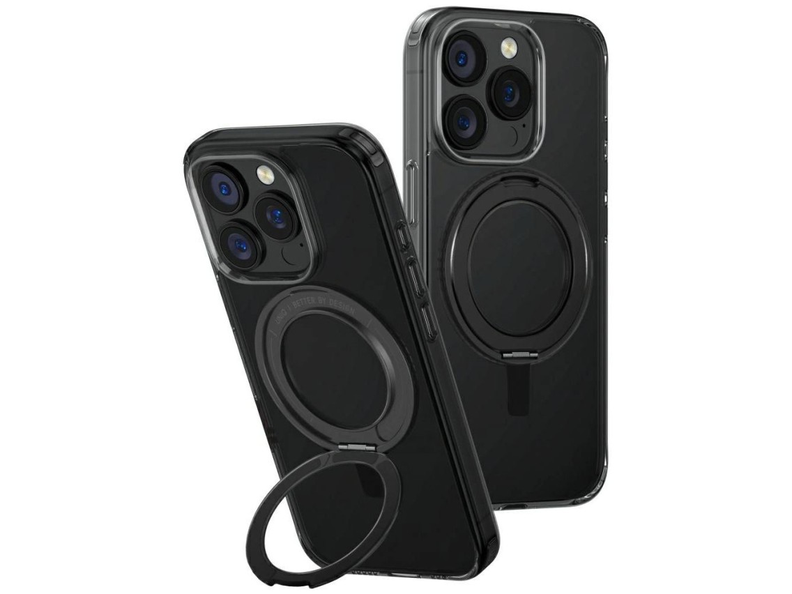 Capa Uniq Swivix com suporte giratório 360° para iPhone 16 Pro - Preta