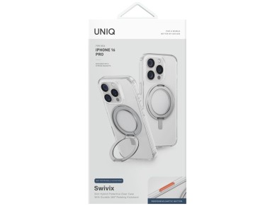 Uniq Swivix 360 Rotating Kickstand Case for iPhone 16 Pro - Transparent