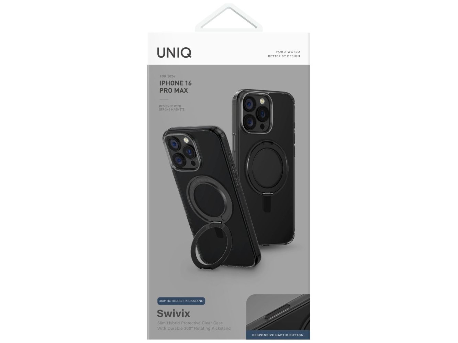 Uniq Swivix 360 Rotating Kickstand Case for iPhone 16 Pro Max - Black