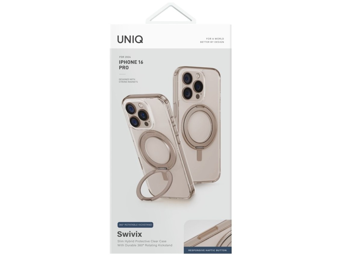 Uniq Swivix 360 Rotating Kickstand Case for iPhone 16 - Gold