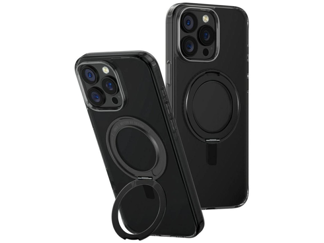 Capa Uniq Swivix com suporte giratório 360° para iPhone 16 Pro Max - Preta