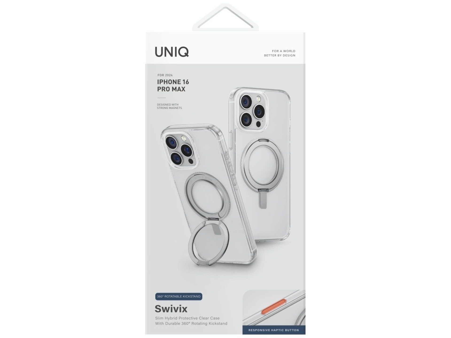 Capa Uniq Swivix com suporte giratório 360° para iPhone 16 Pro Max - Transparente