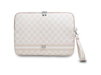 Capa para laptop DKNY Sleeve com estampa xadrez e listras, tamanho 14" - Rosa