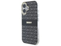 DKNY Repeat Texture Pattern With Stripe iPhone 16 Case - Black DKNY Repeat Texture Pattern With Stripe iPhone 16 Case - Black