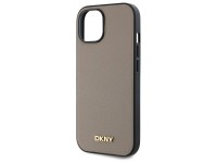 Funda DKNY MagSafe para iPhone 15 con logo metálico granulado - Beige Funda DKNY MagSafe para iPhone 15 con logo metálico granulado - Beige