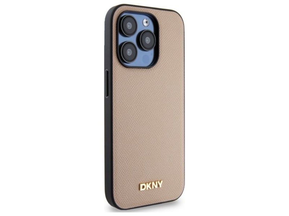 DKNY Grained Metal Logo MagSafe iPhone 15 Pro Max Case - Beige